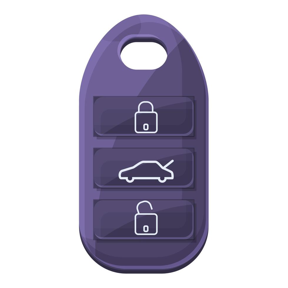 Alarm smart car key icon, cartoon style vector