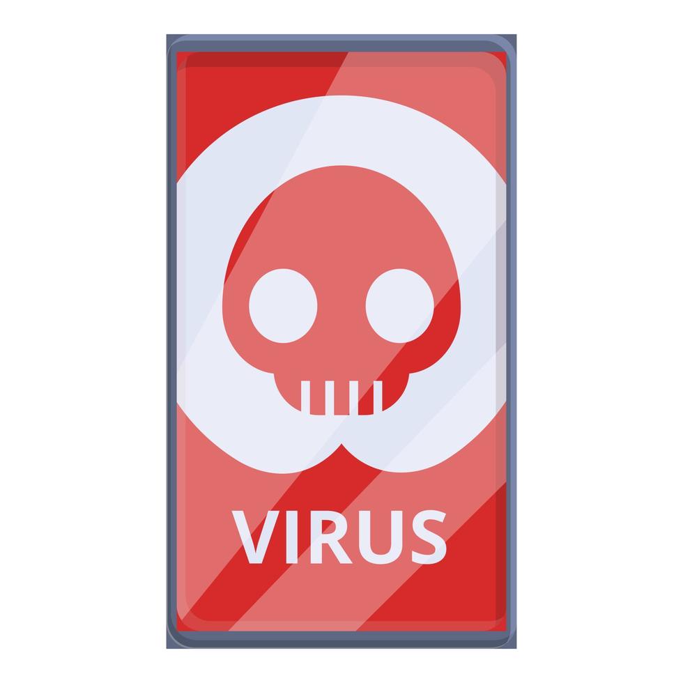 icono de teléfono inteligente de malware de virus, estilo de dibujos animados vector