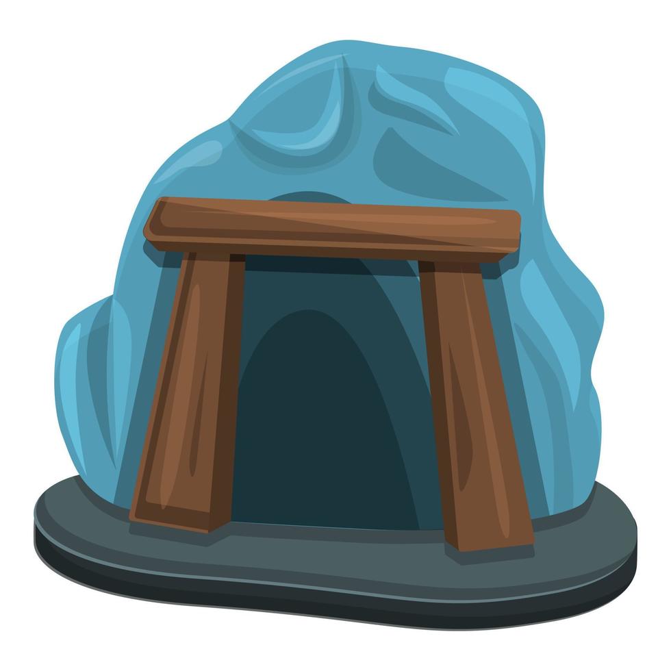 Tunnel mine icon, cartoon style vector