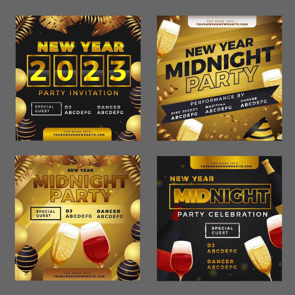 Luxury New Year Midnight Party Social Media Post vector