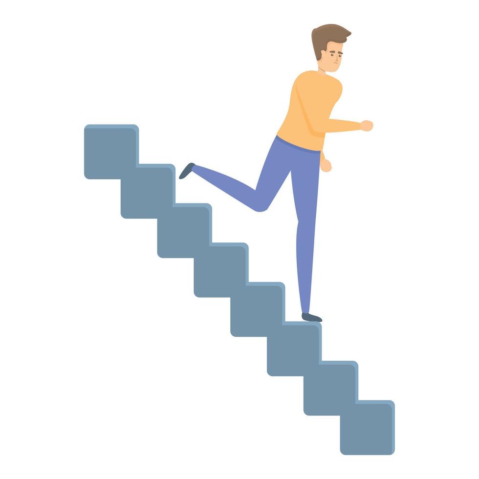 icono de evacuación de escaleras, estilo de dibujos animados vector