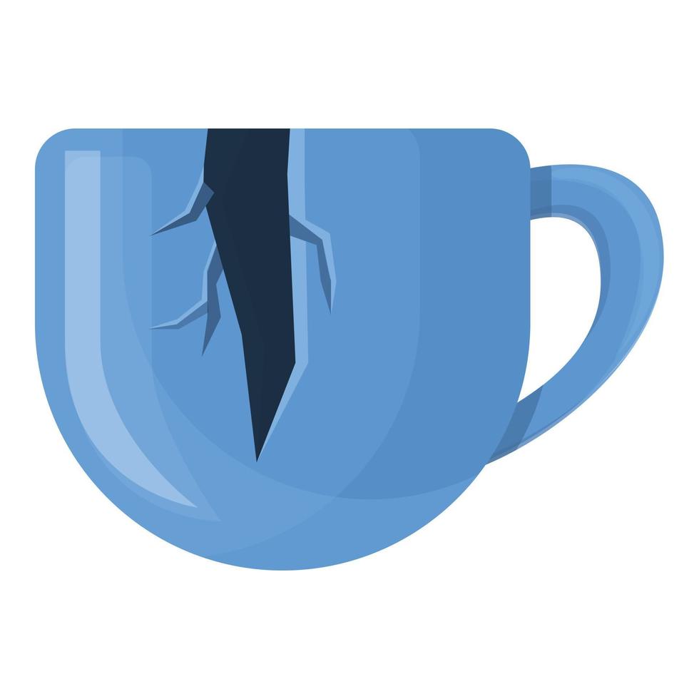 Broken mug icon, cartoon style vector