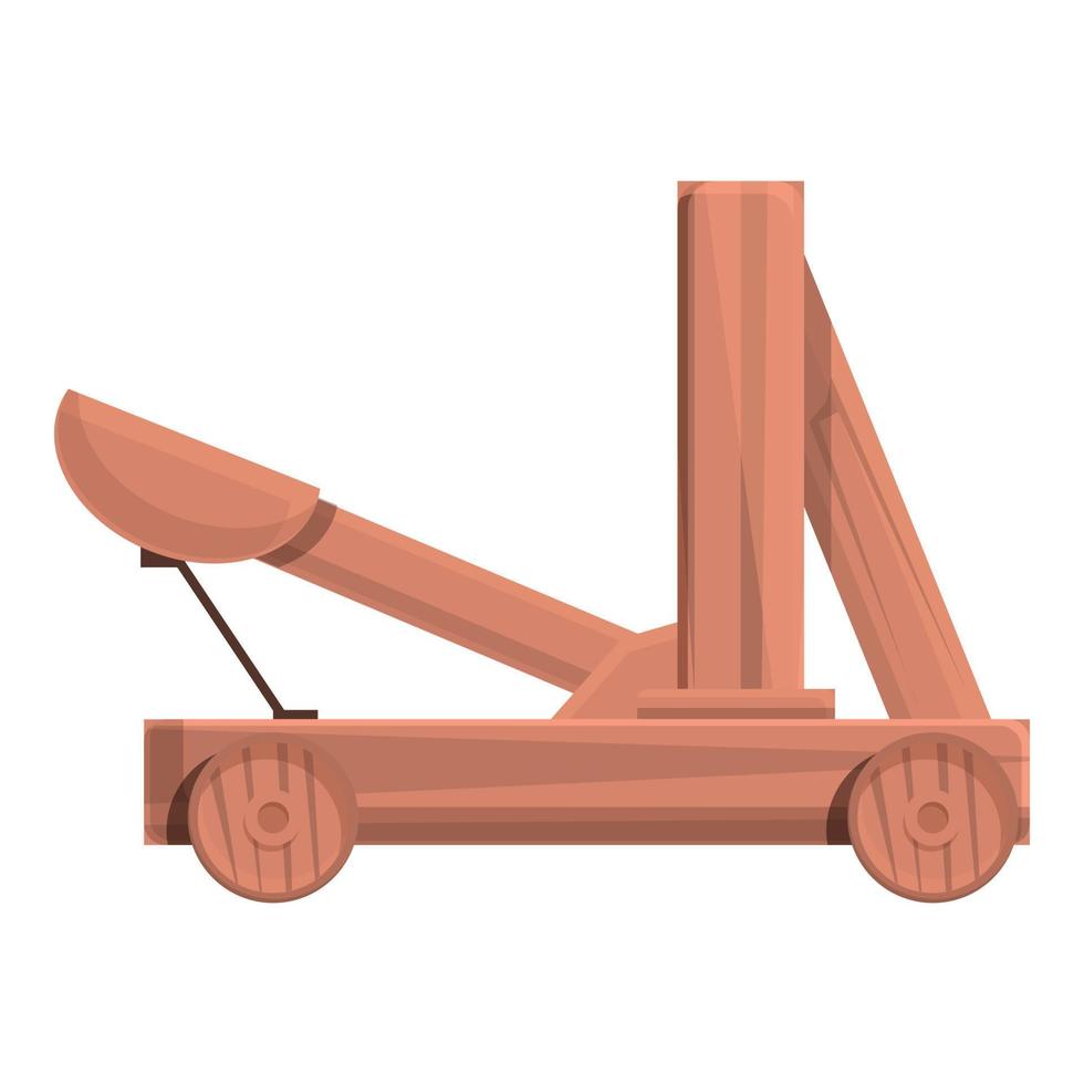 Wood catapult icon cartoon vector. Medieval artillery vector