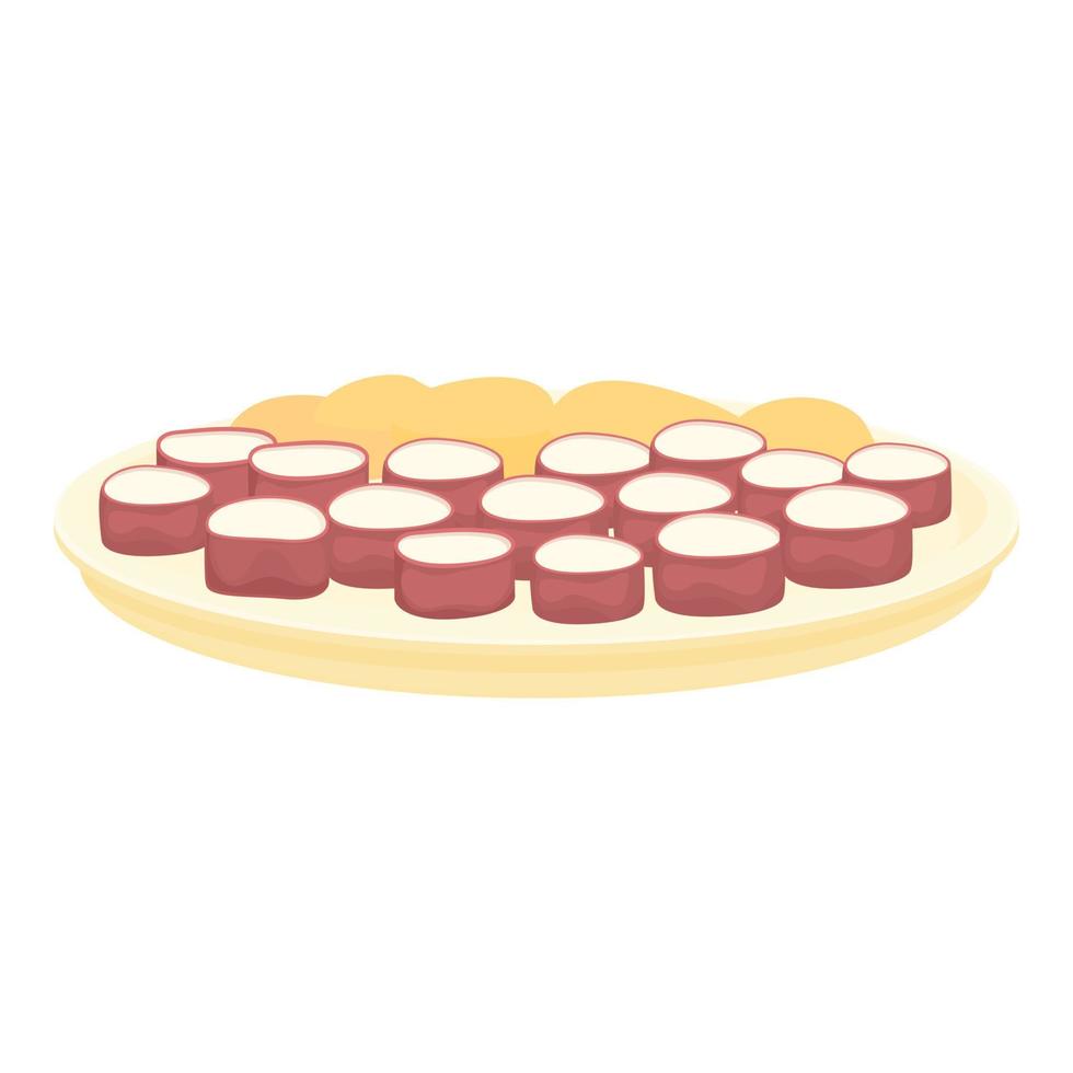 Spanish sushi icon cartoon vector. Dish ham vector