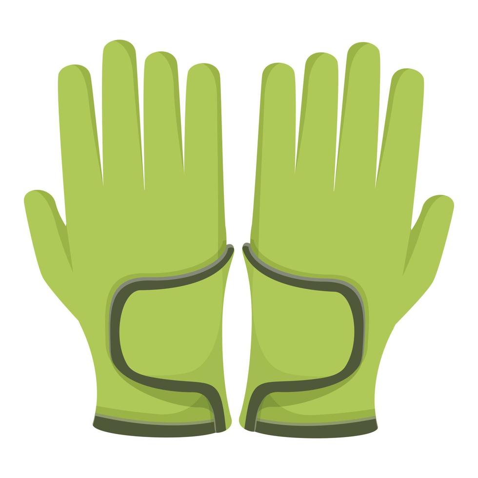 Green gloves icon cartoon vector. Safety protection vector