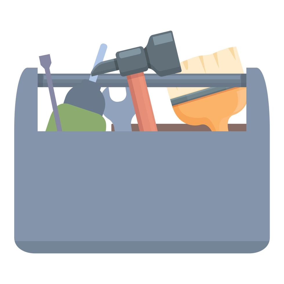 Carpenter tool box icon cartoon vector. Construction kit vector