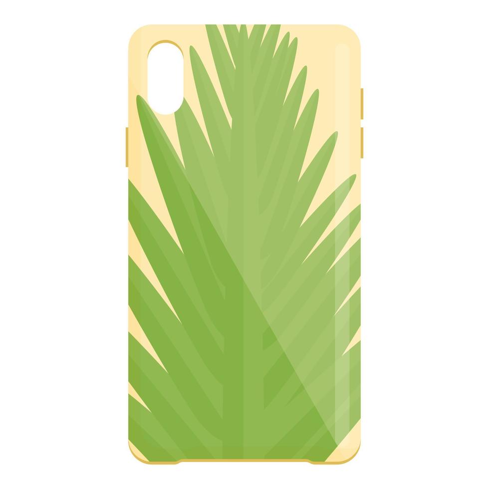 vector de dibujos animados de icono de cubierta de smartphone de hoja de palma. carcasa de telefono