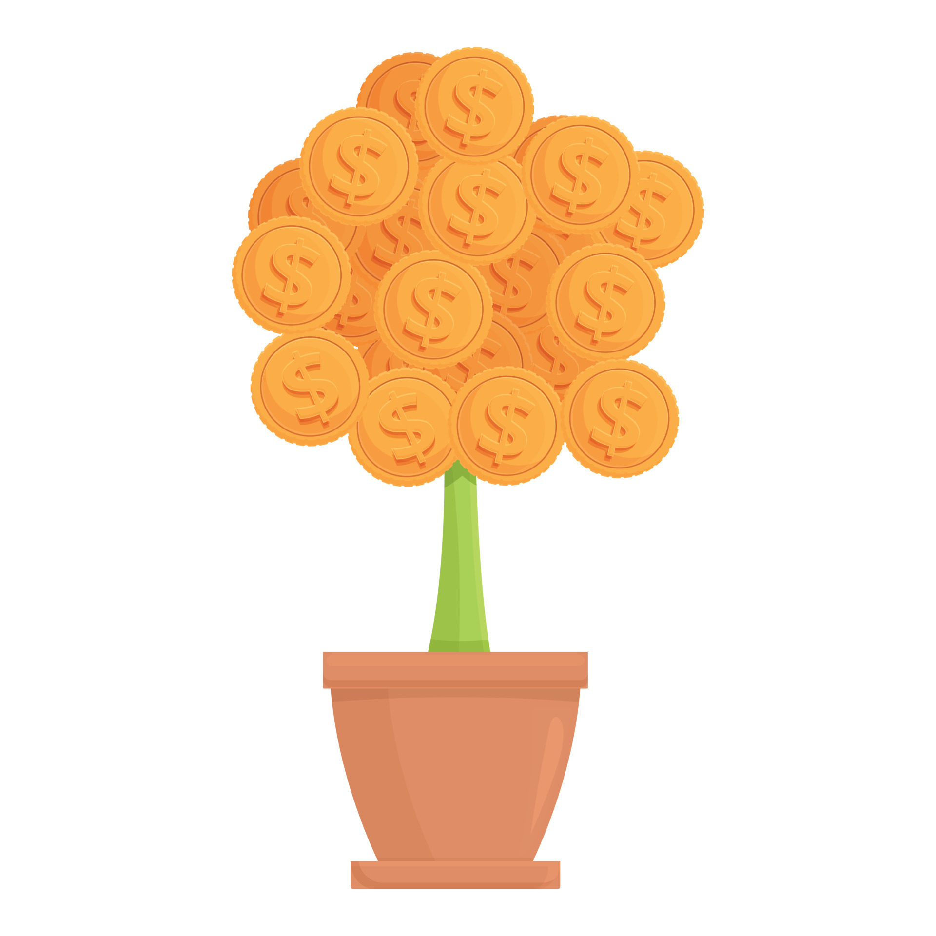Money blog flower pot icon cartoon vector. Profit strategy 14317152 Vector  Art at Vecteezy