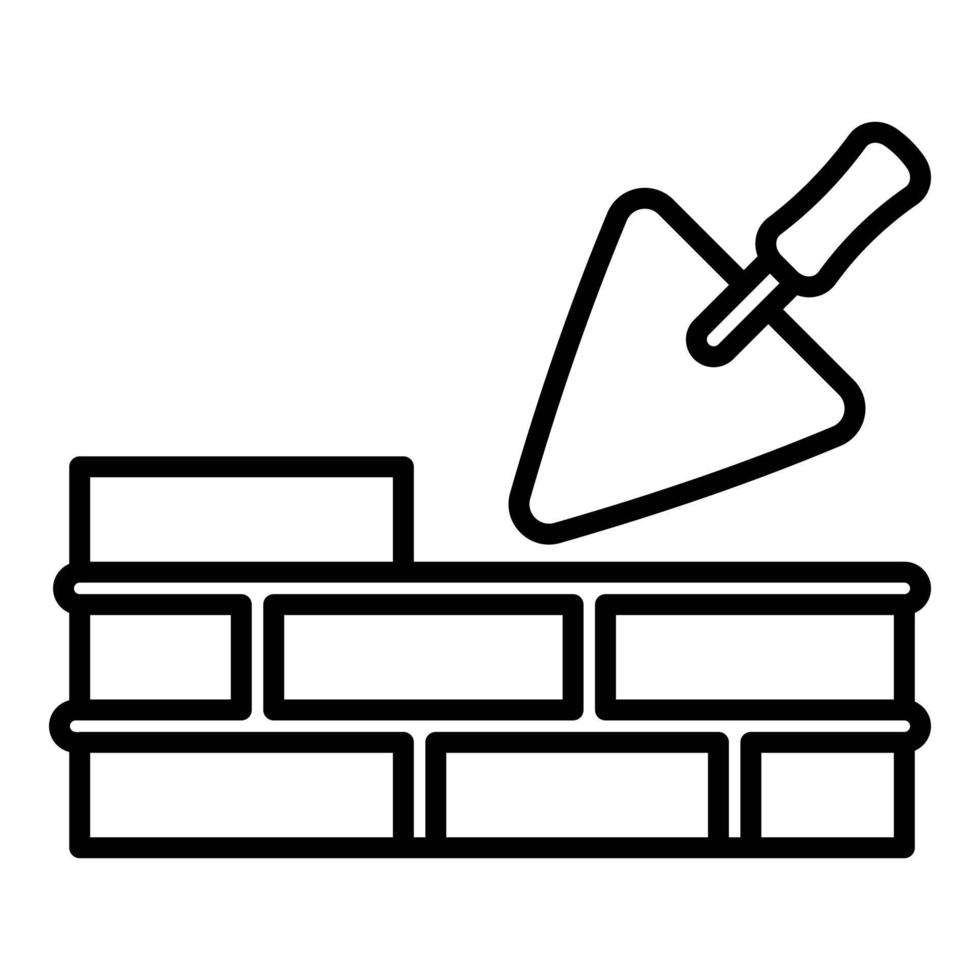 Trowel wall brick icon, outline style vector