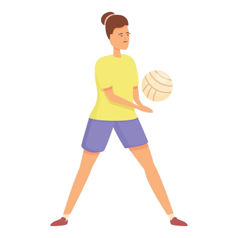 vector de dibujos animados de icono de voleibol de juego de niña. escuela de deportes