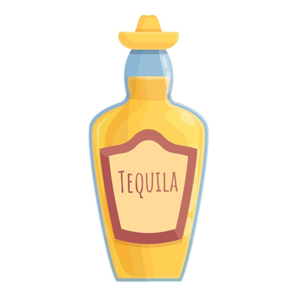 Tequila drink bottle icon cartoon vector. Shot glass vector