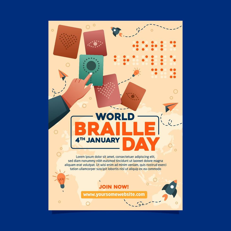World Braille Day 4th January Poster vector