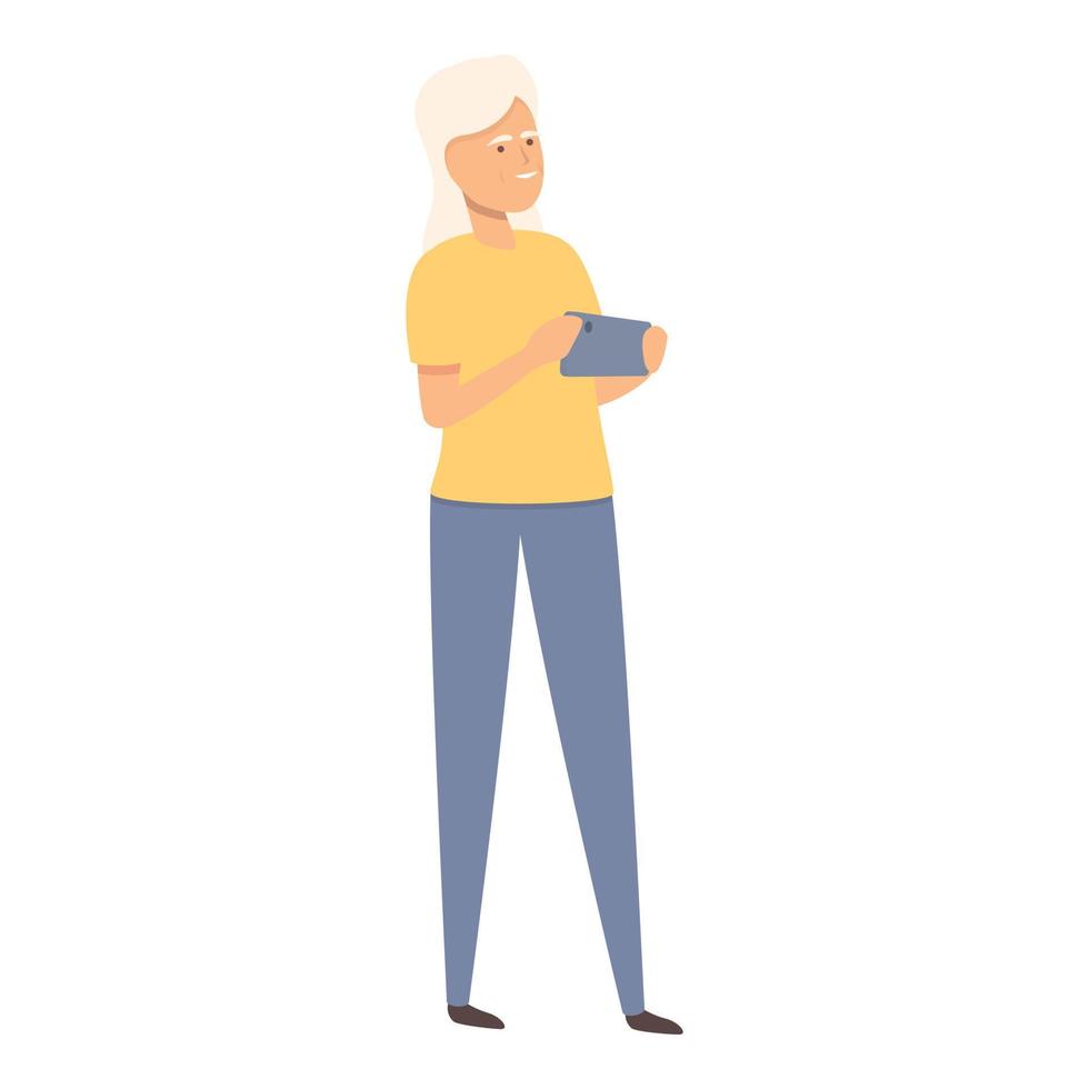 Use video record icon cartoon vector. Mobile elder vector