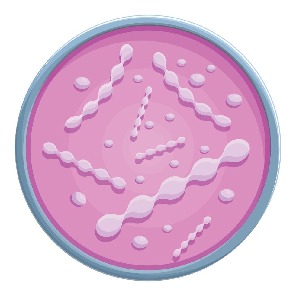 icono de bacterias de placa de Petri, estilo de dibujos animados vector