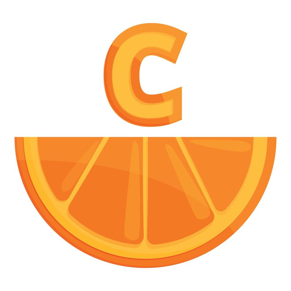 Orange vitamin icon, cartoon style vector