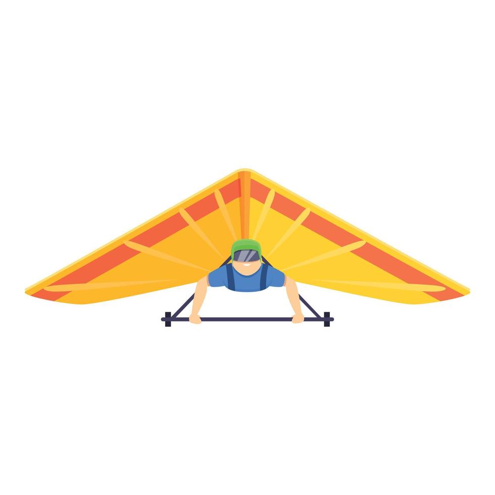 Crazy hang glider icon, cartoon style vector