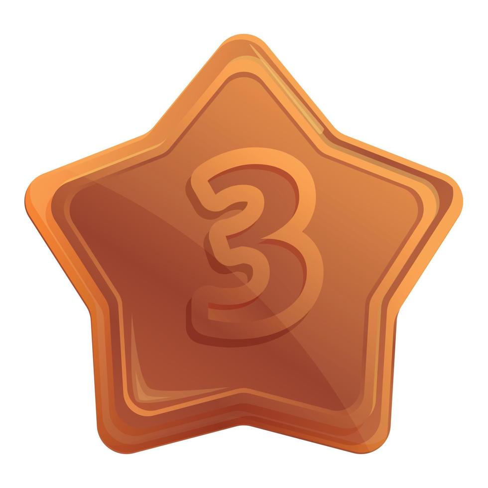Bronze place star icon, cartoon style vector