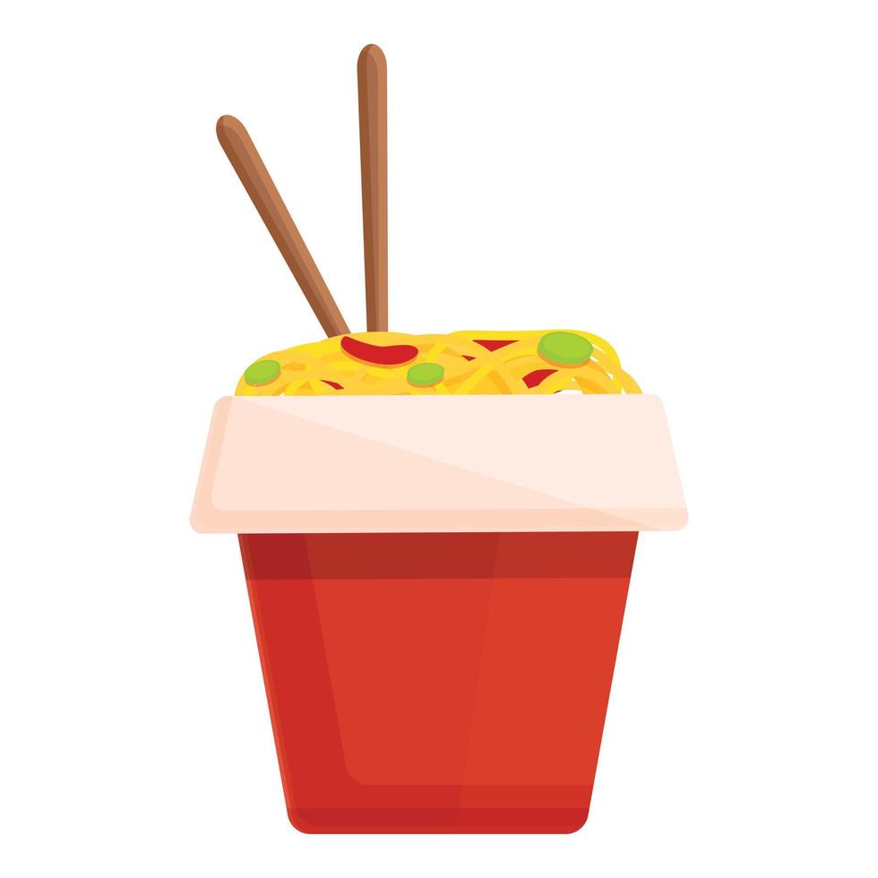 icono de cuadro de menú wok, estilo de dibujos animados vector