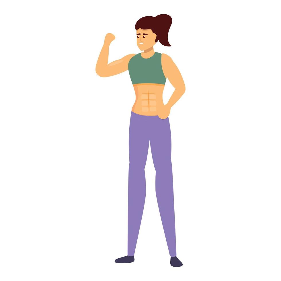 Young woman bodybuilding icon, cartoon style vector