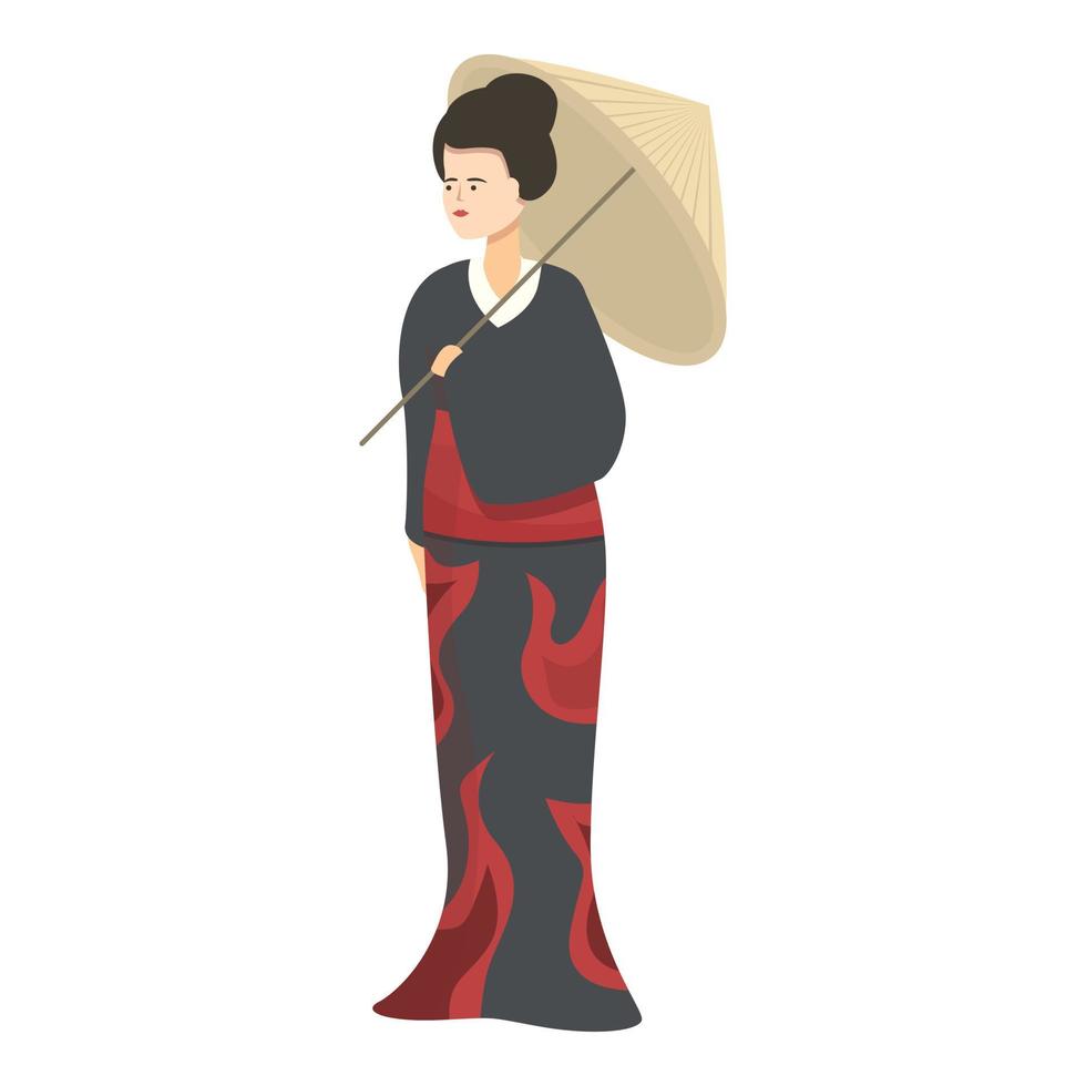 vector de dibujos animados de icono de cara de geisha. quimono femenino