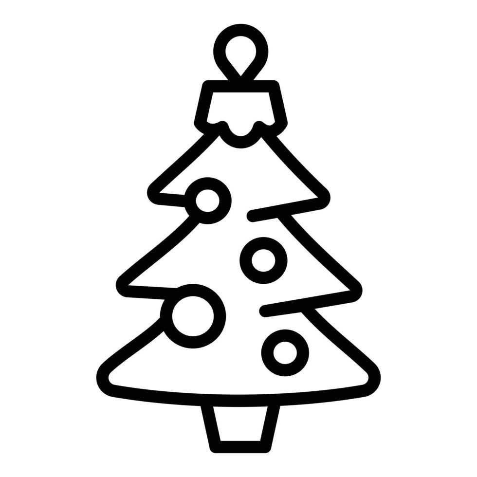 icono de juguete de abeto de navidad, estilo de esquema vector