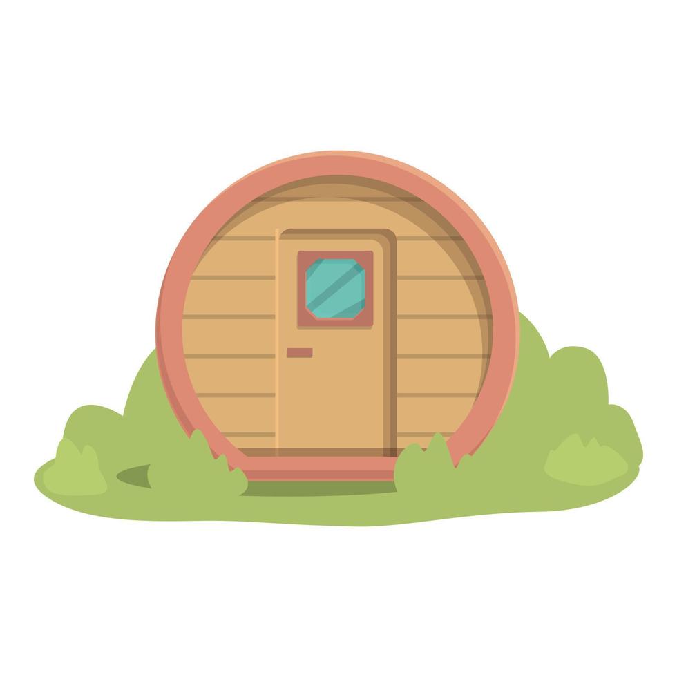 vector de dibujos animados de icono de barril glamping. casa de acampar