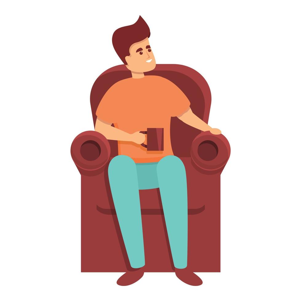 Weekend armchair resting icon, cartoon style vector