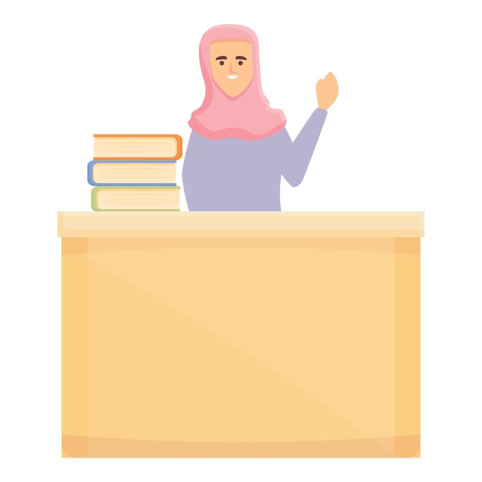 Arab lesson icon cartoon vector. Muslim teacher vector