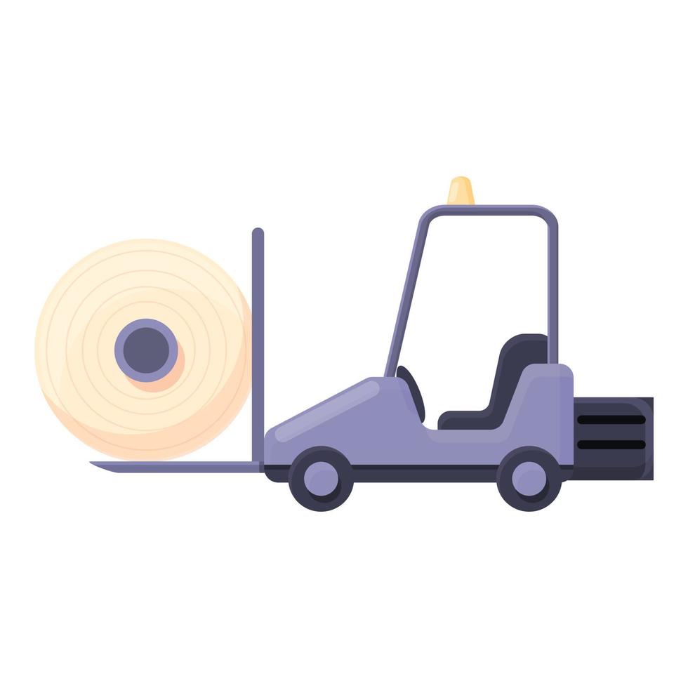 Thread production forklift icon, cartoon style vector