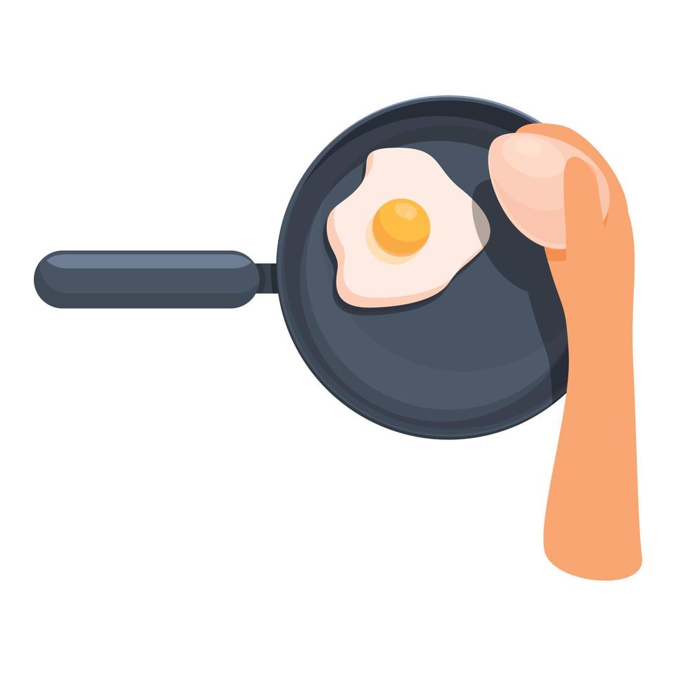 Frying egg icon, cartoon style vector
