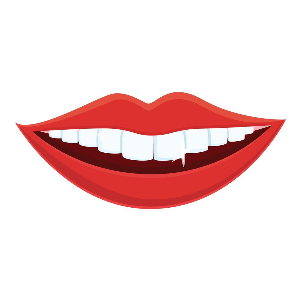 White teeth smiling icon, cartoon style vector