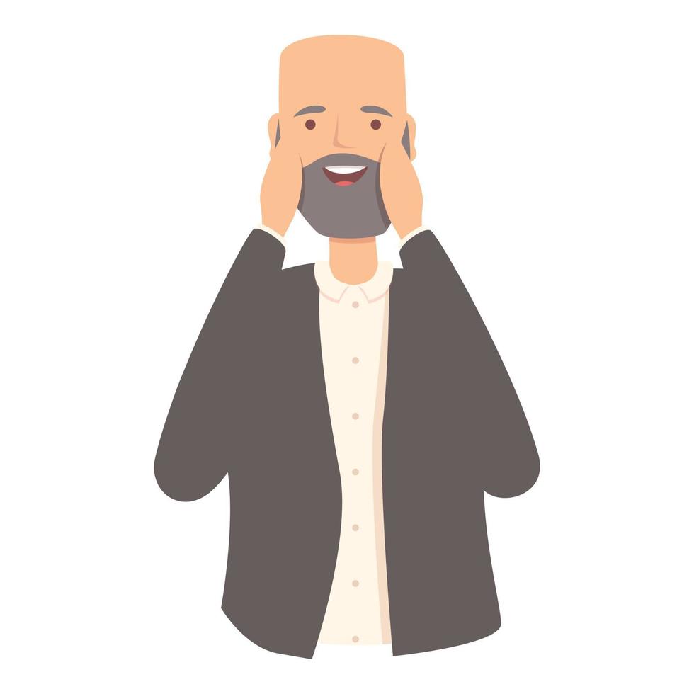 Positive beard man icon cartoon vector. Happy person vector