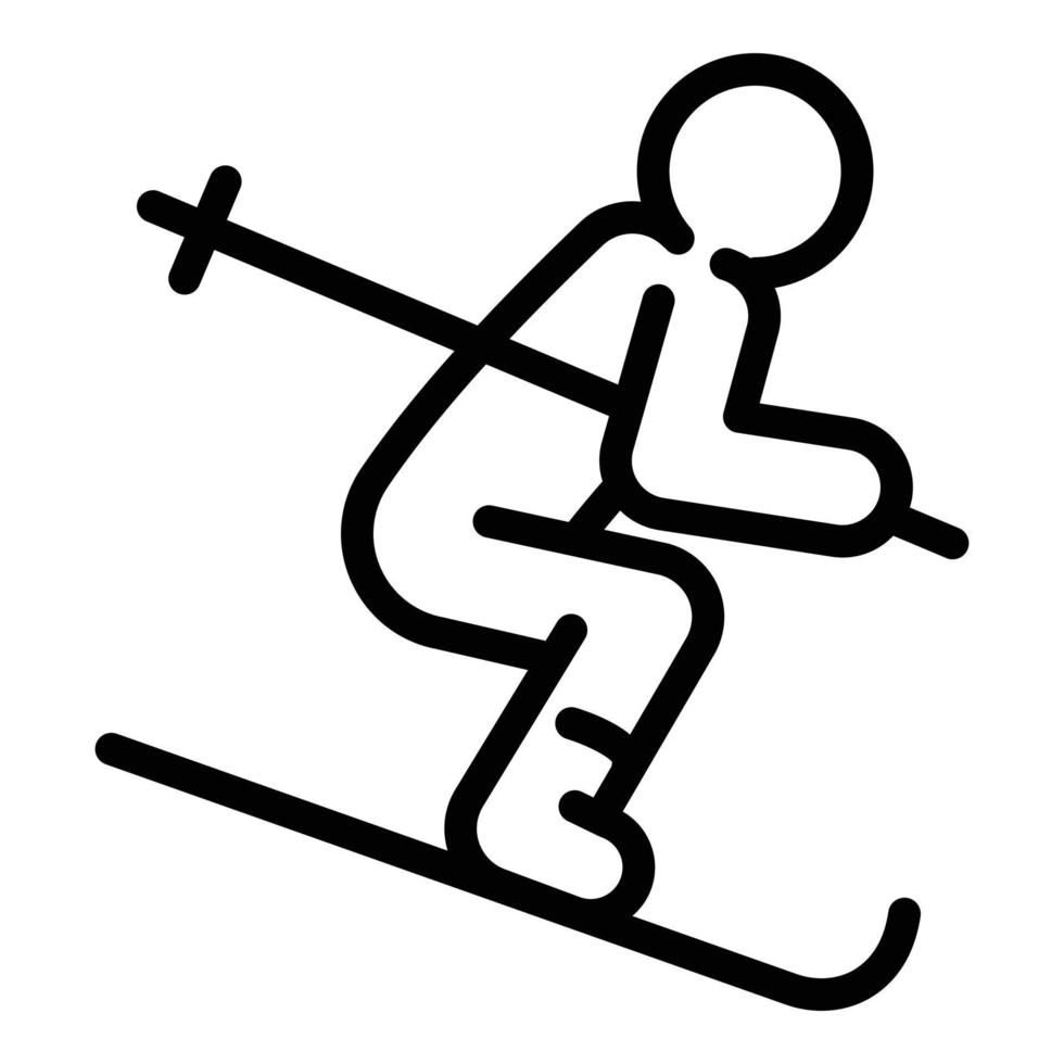 icono de esquiador, estilo de esquema vector
