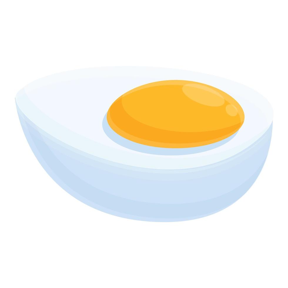 icono de huevo medio cocido, estilo de dibujos animados vector