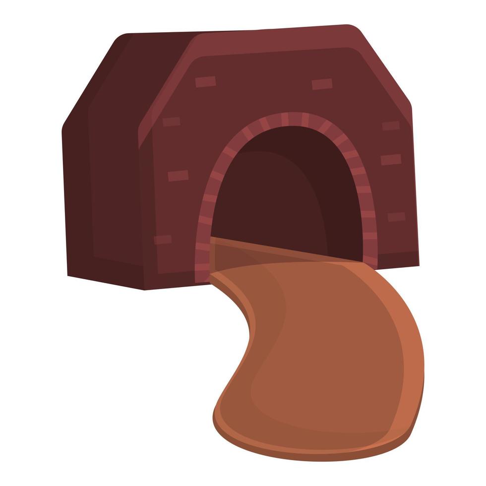 Brick tunnel icon, cartoon style vector