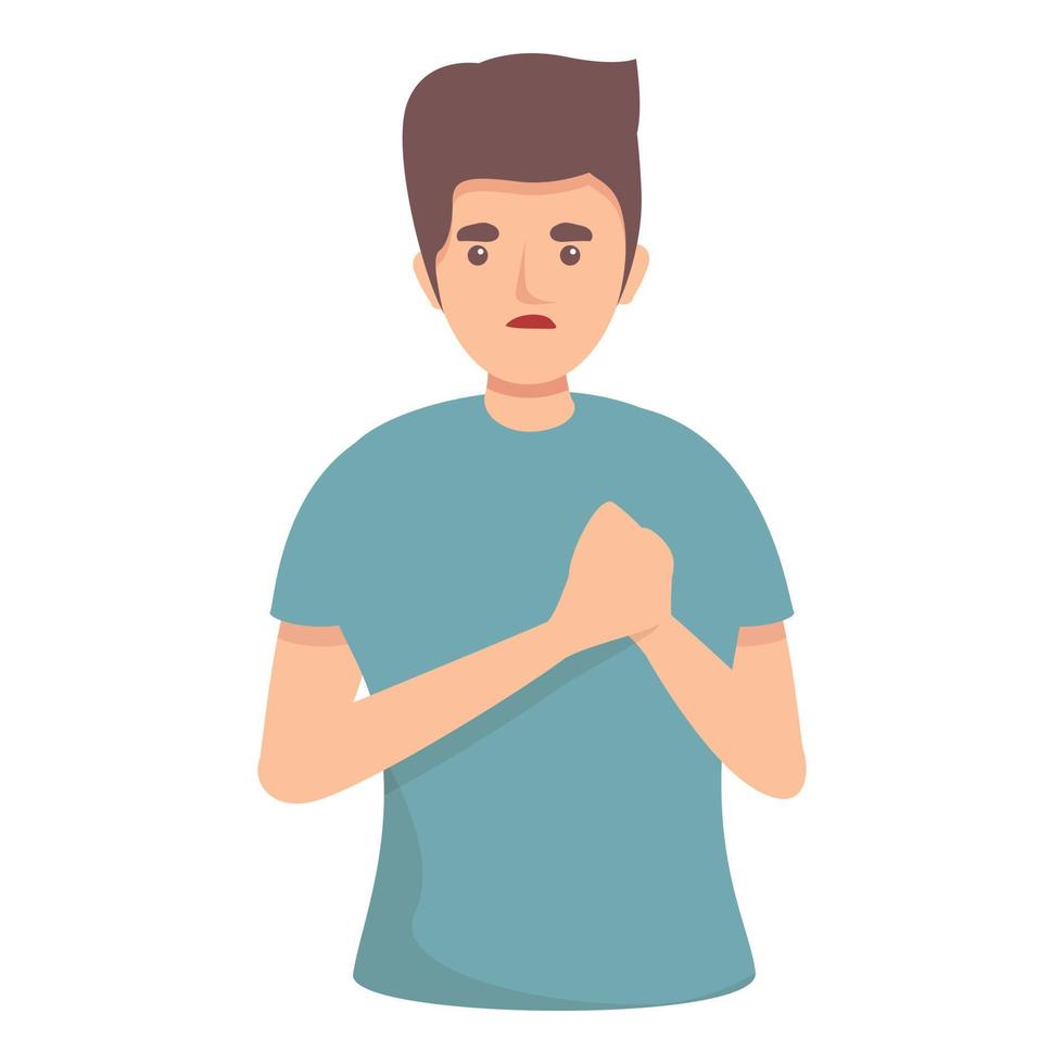 Boy heart sick icon cartoon vector. Pain disease vector