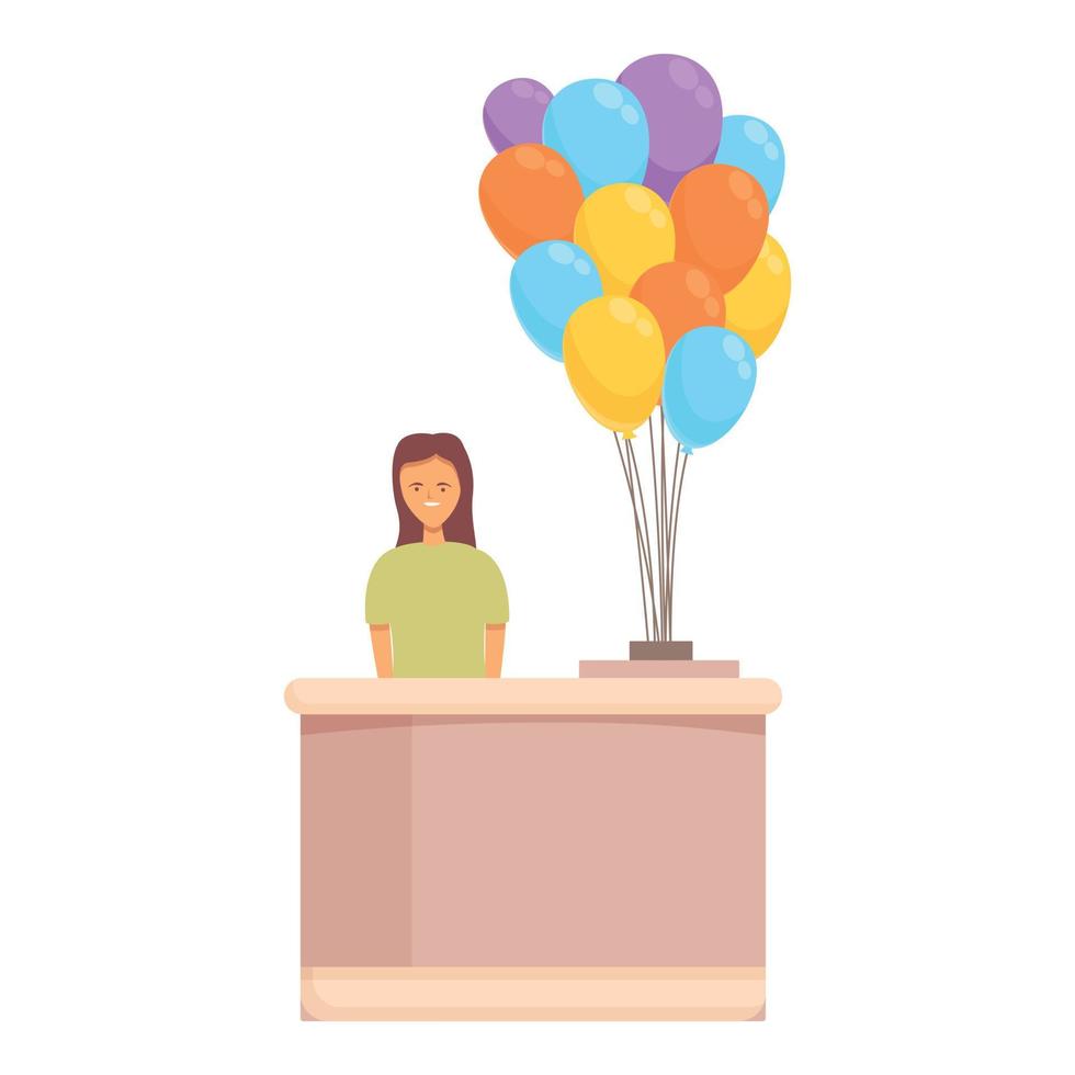 Desk balloon sell icon cartoon vector. Street seller vector