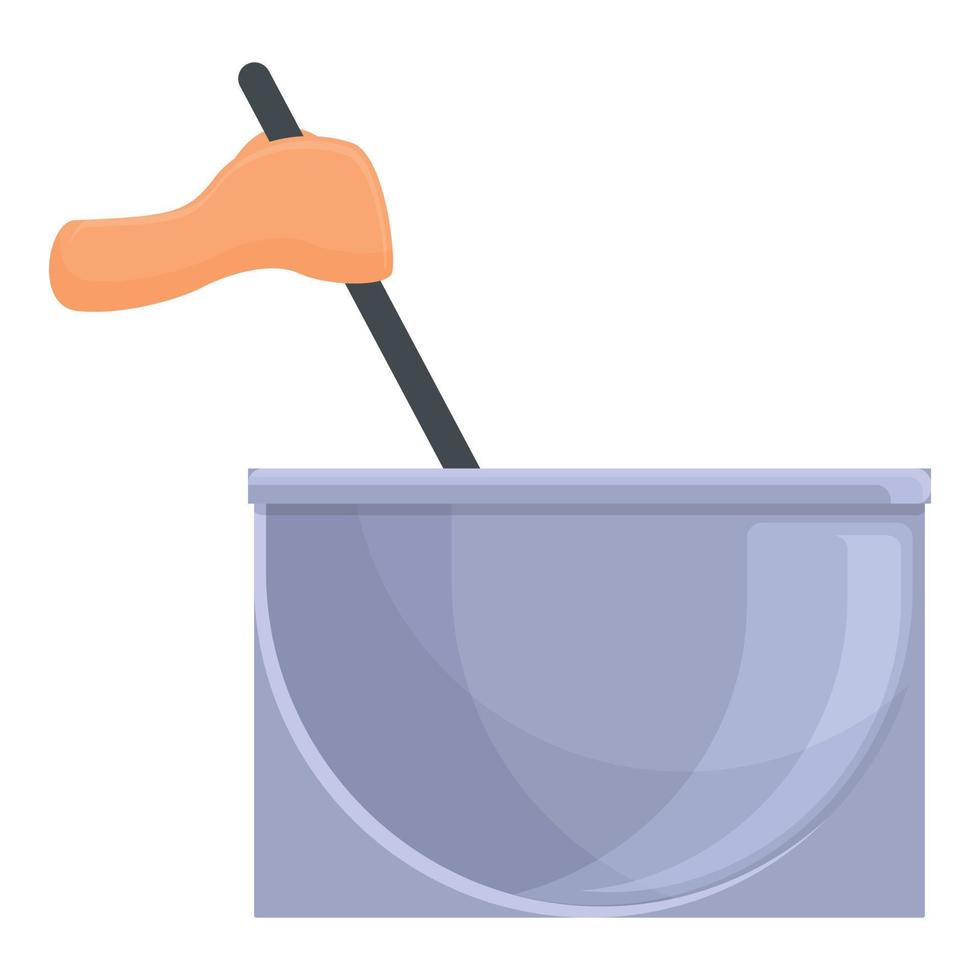 Mix food pan icon, cartoon style vector