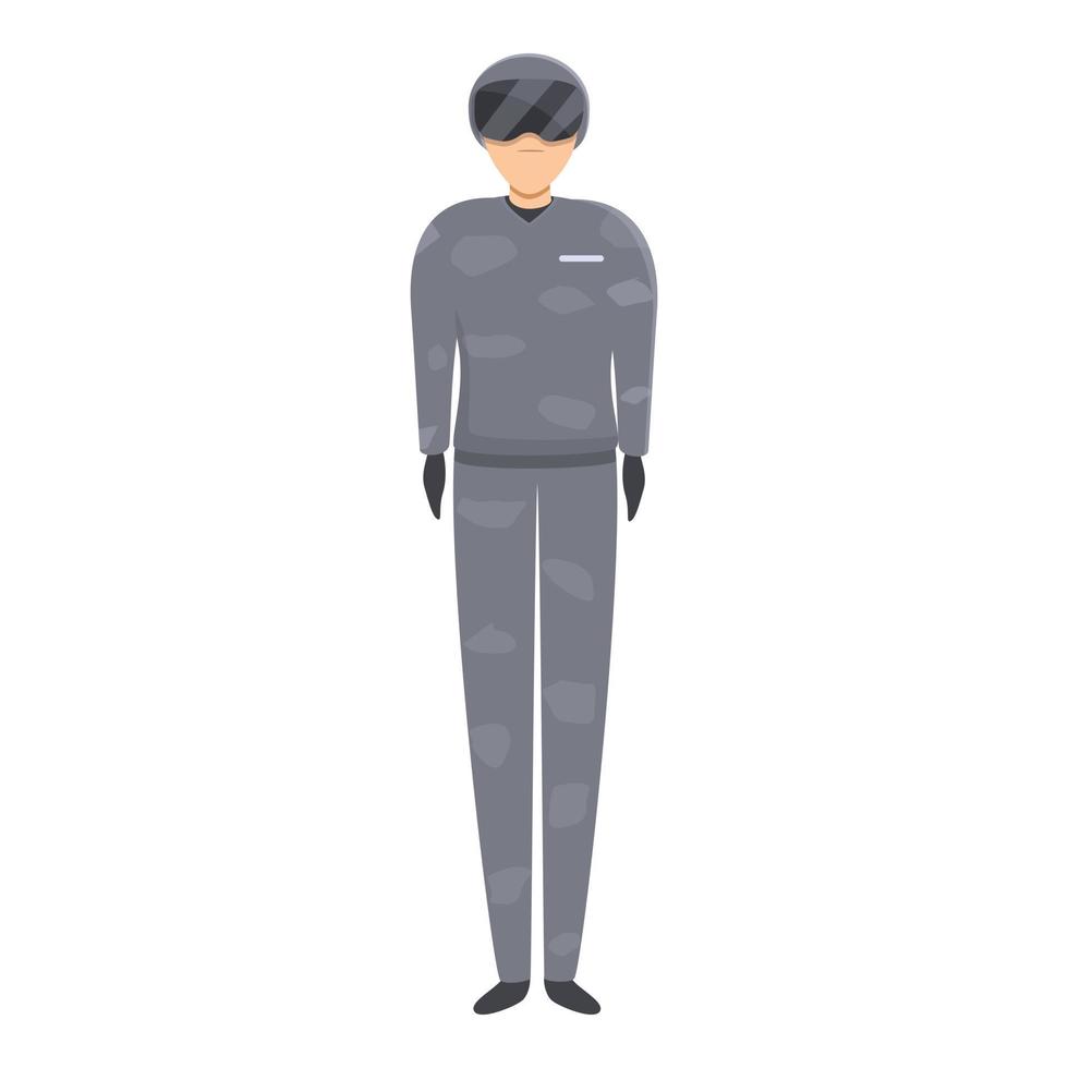 Aviator fighter military uniform icon, cartoon style vector