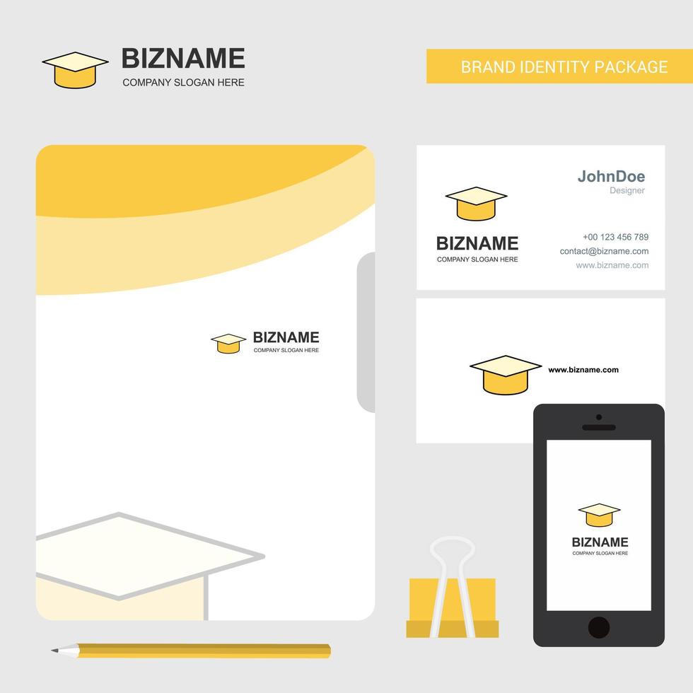 Convocation cap Business Logo File Cover Visiting Card and Mobile App Design Vector Illustration