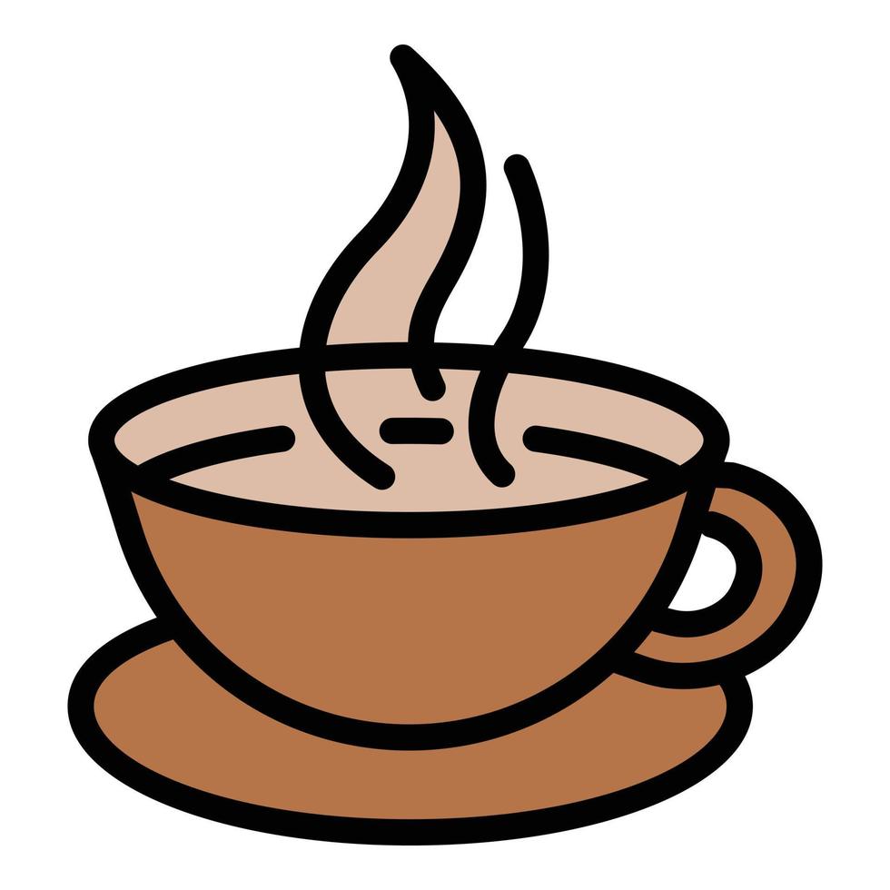 vector de contorno de icono de taza de café de la mañana. bebida de café