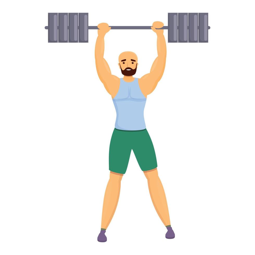 Bodybuilder champion icon, cartoon style vector