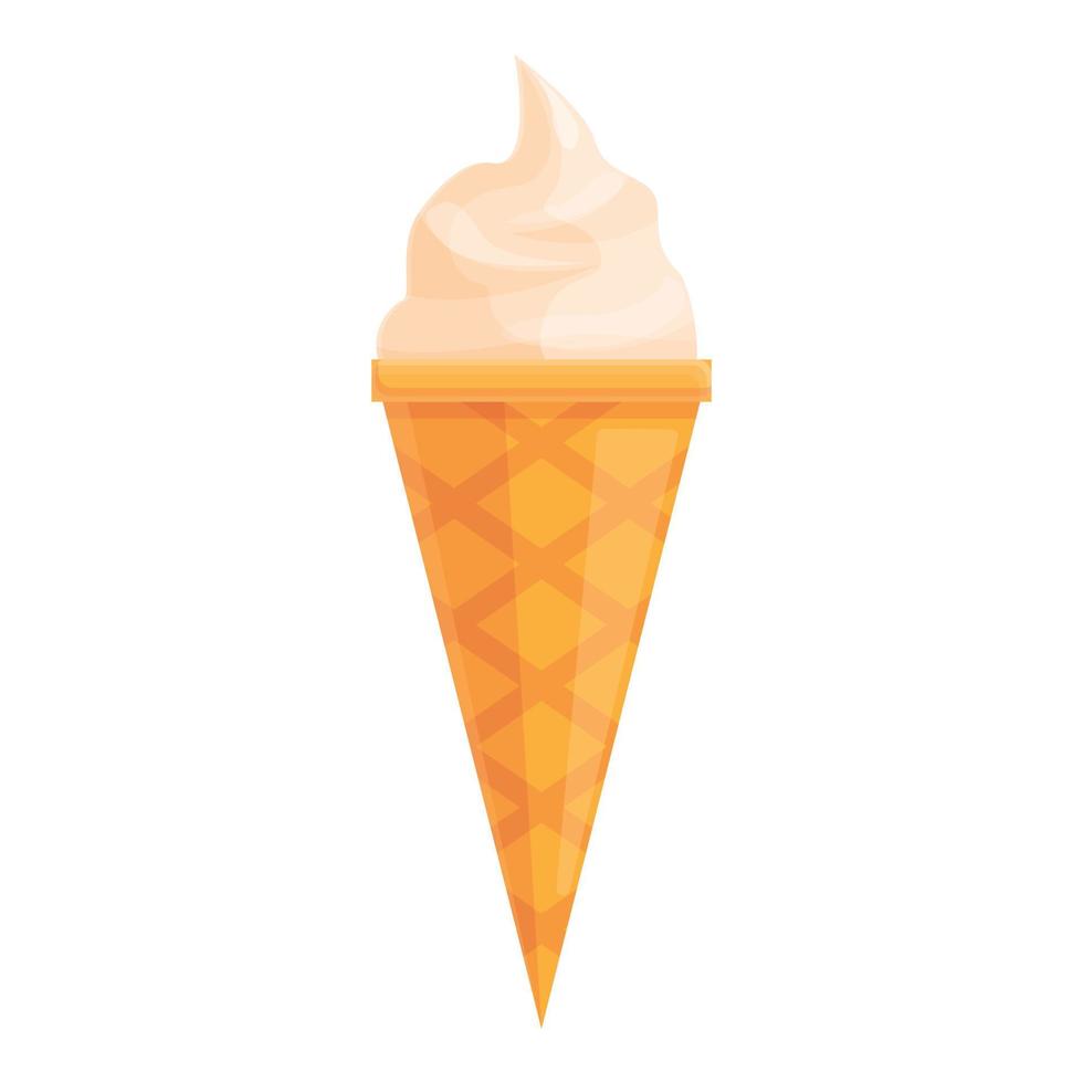 Takeaway vanilla ice cream icon, cartoon style vector