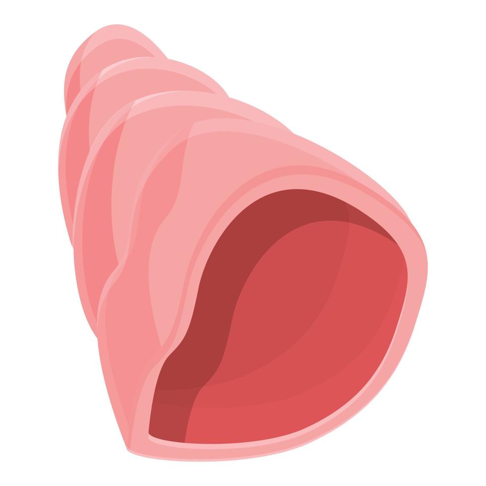 icono de concha rosa, estilo de dibujos animados vector