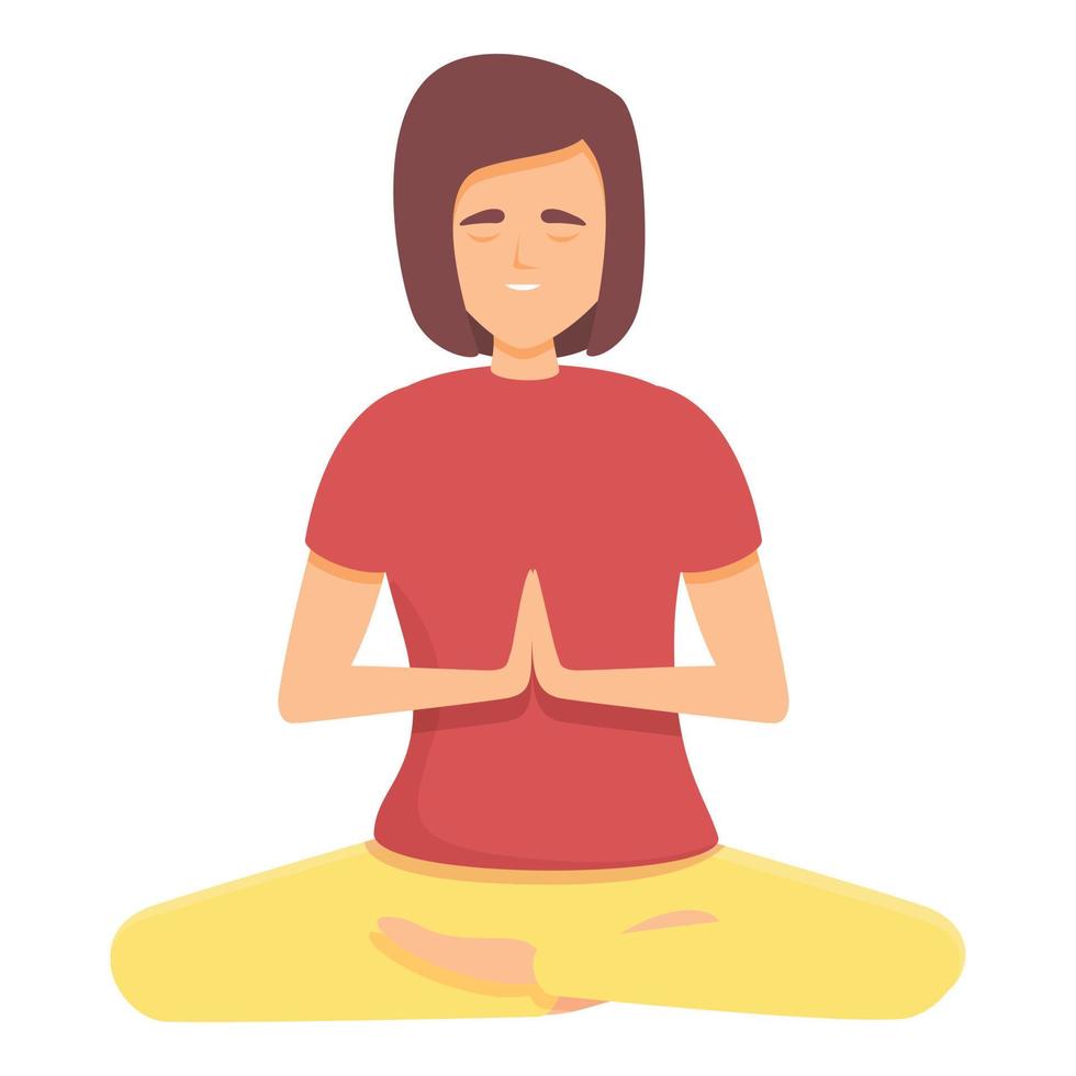 icono de meditación ayurvédica, estilo de dibujos animados vector