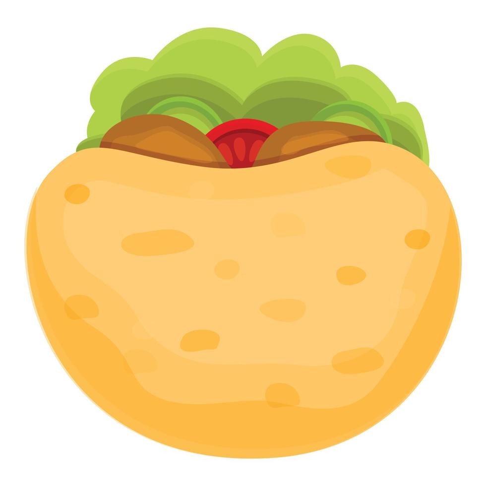 icono de pan de pita de comida rápida, estilo de dibujos animados vector