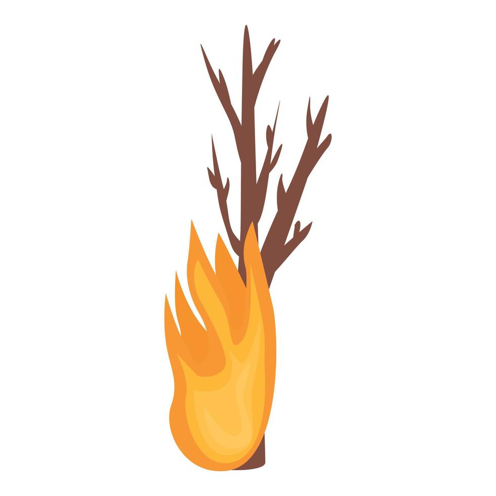 Tree in fire icon, cartoon style vector