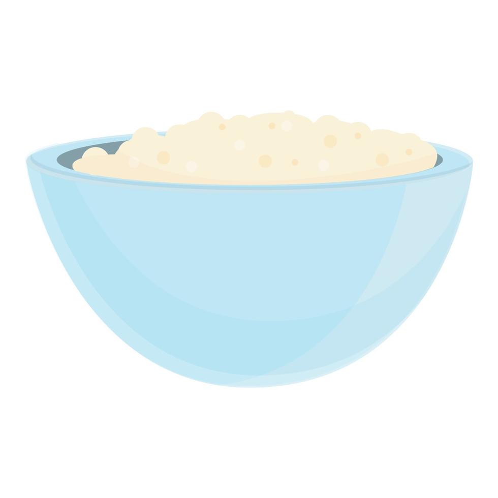 Dairy bowl icon, cartoon style vector