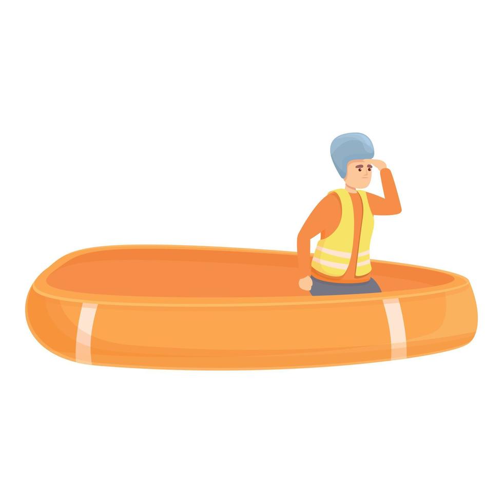 Sea evacuation icon, cartoon style vector