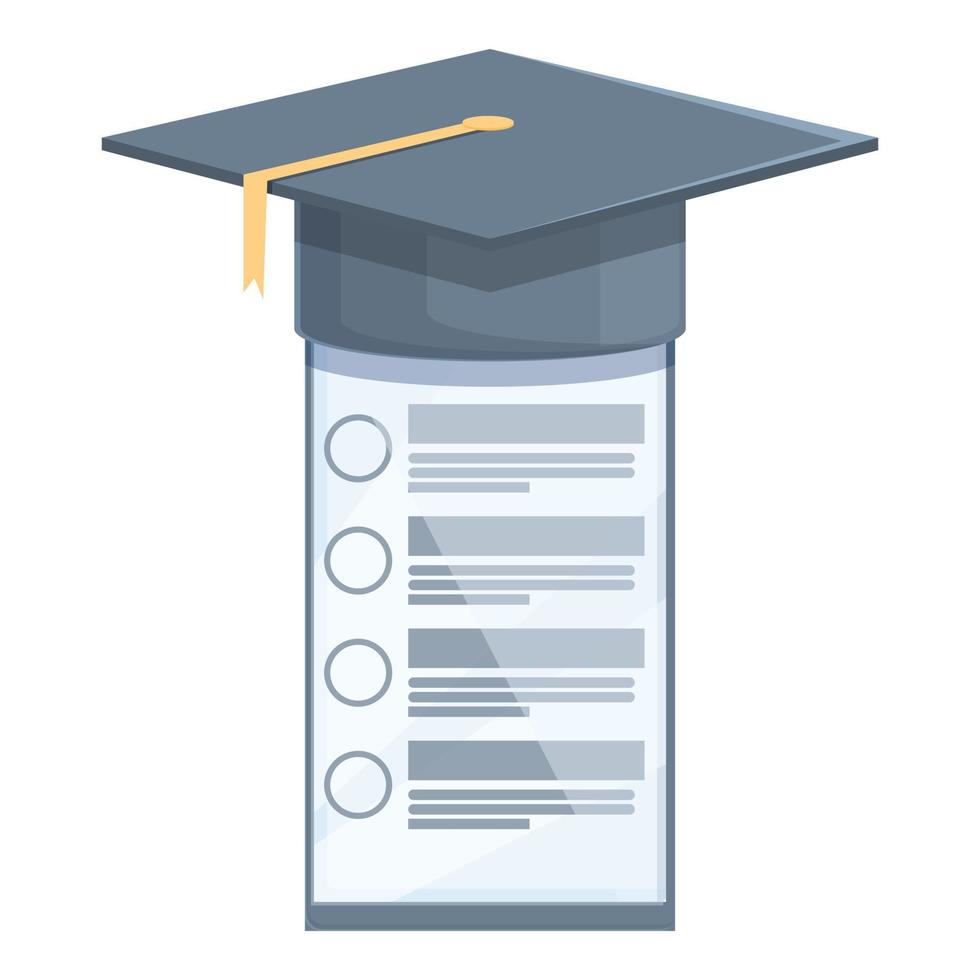 Smartphone online graduation icon cartoon vector. Exam test vector